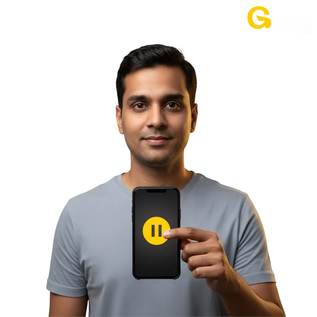 Banner de Jogo Responsável da Gingabet com ícones de limites, pausa e equilíbrio, incentivando jogo seguro.